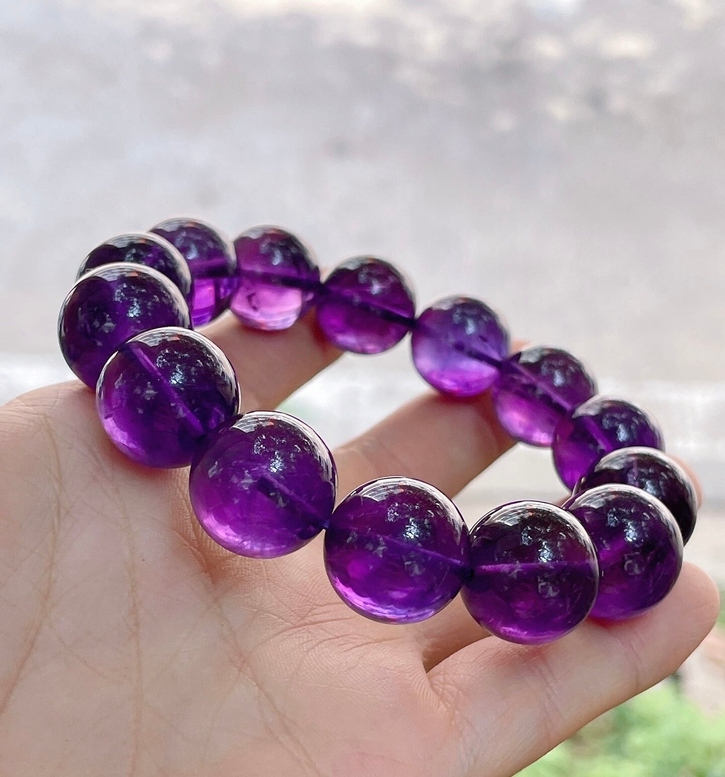 15MM Purple Amethyst Quartz Crystal bracelet