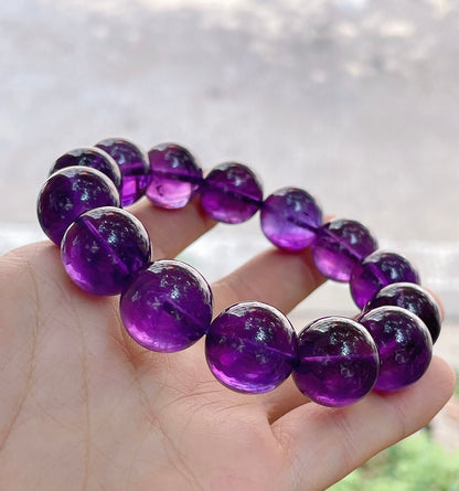 15MM Purple Amethyst Quartz Crystal bracelet