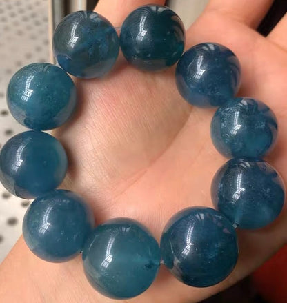 20mm Natural Blue Green Aquamarine beaded bracelet