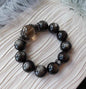 Natural silver obsidian and Smoky Quartz Crystal beaded bracelet 18mm