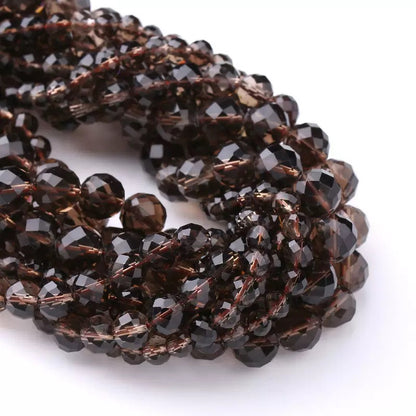 Natural Smoky Quartz Crystal Faceted diamond loose beads