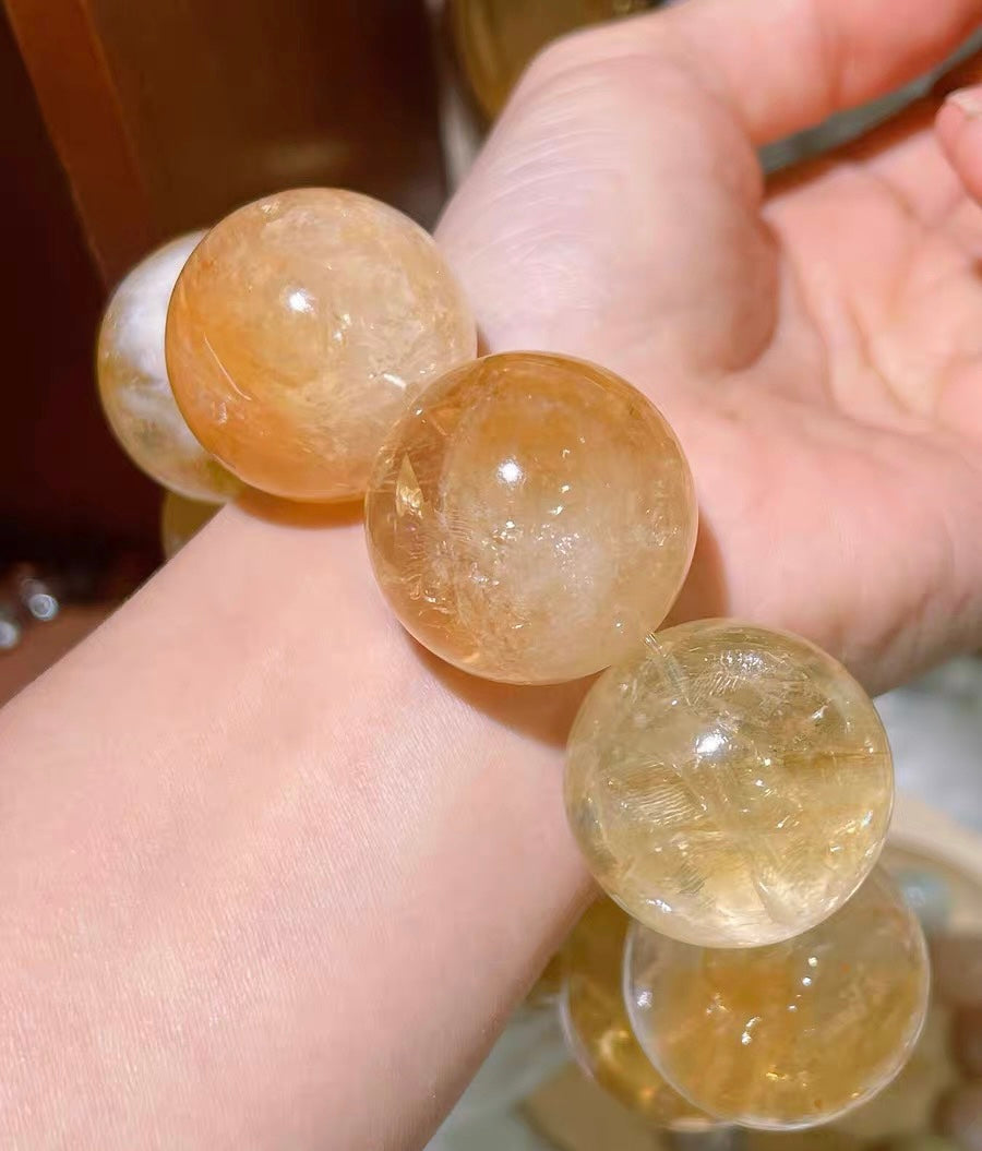 28MM yellow citrine quartz crystal bracelet