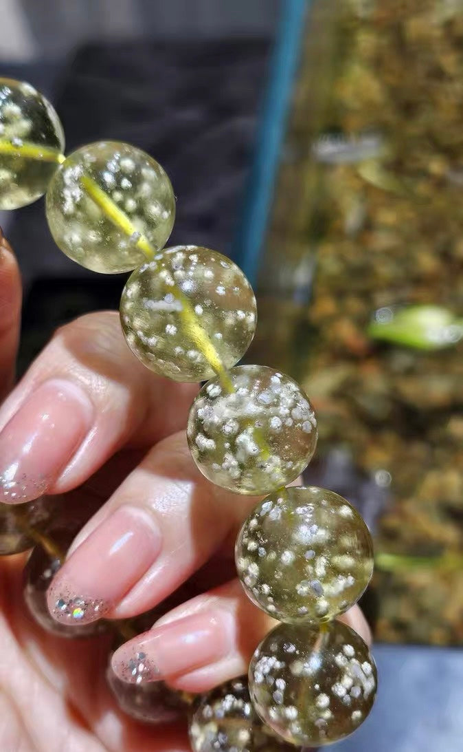 16MM Snow Libyan desert glass beads Beads Bracelet