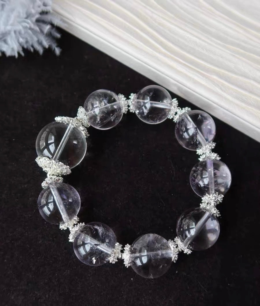 17mm Bolivia Amethyst Quartz Crystal And Rock Quartz bracelet