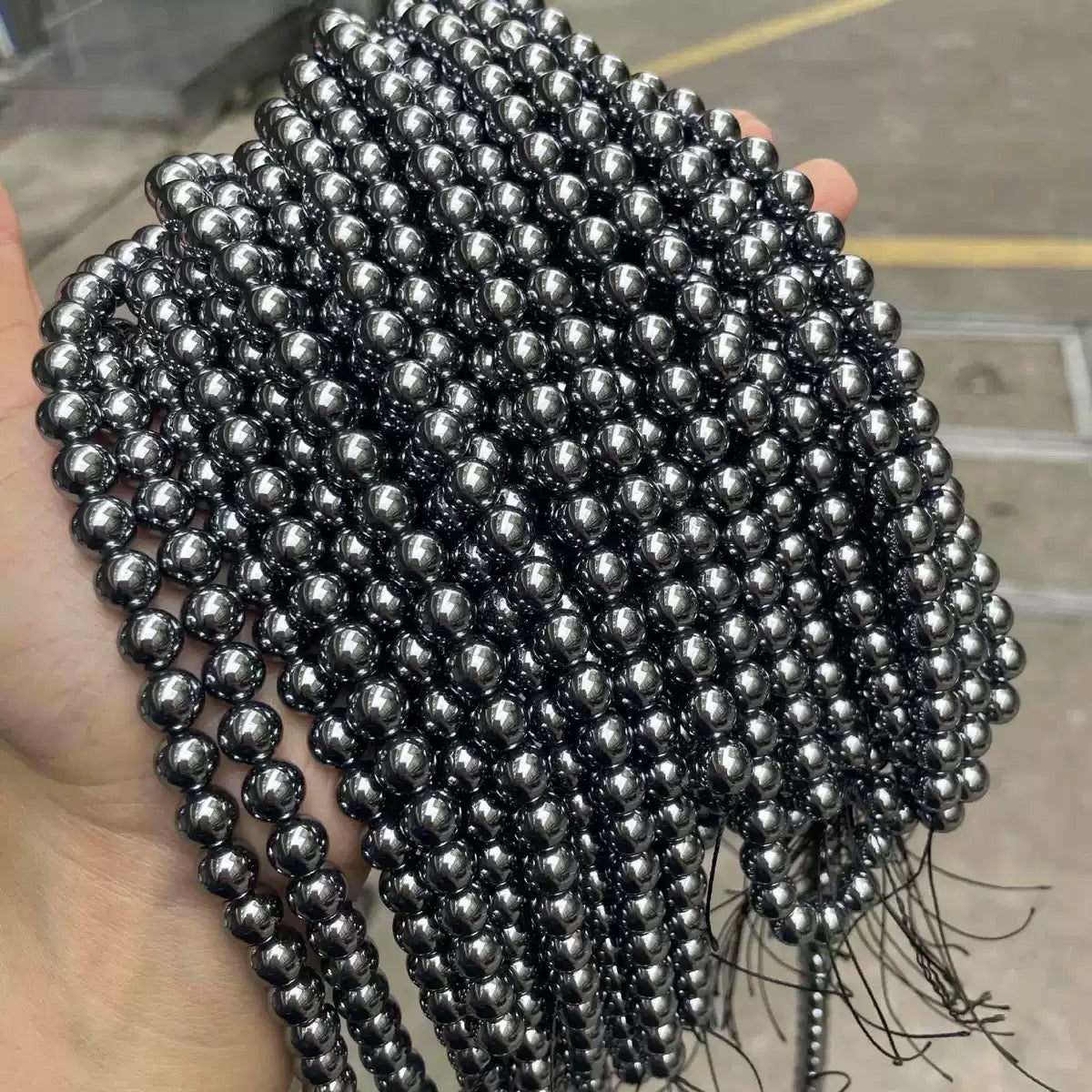 Natural terahertz Smooth round loose beads