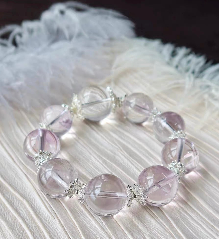 17mm Bolivia Amethyst Quartz Crystal And Rock Quartz bracelet