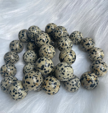 20mm Natural Dalmatian Jasper beaded bracelet
