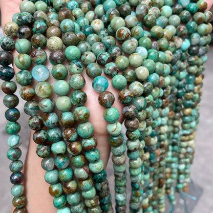 Natural Genuine Green Phoenix Stone Smooth Round Beads Green Turquoise beads