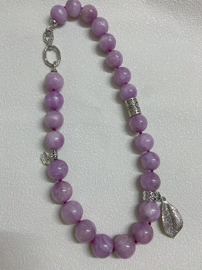 Natural Kunzite beaded necklace,17mm