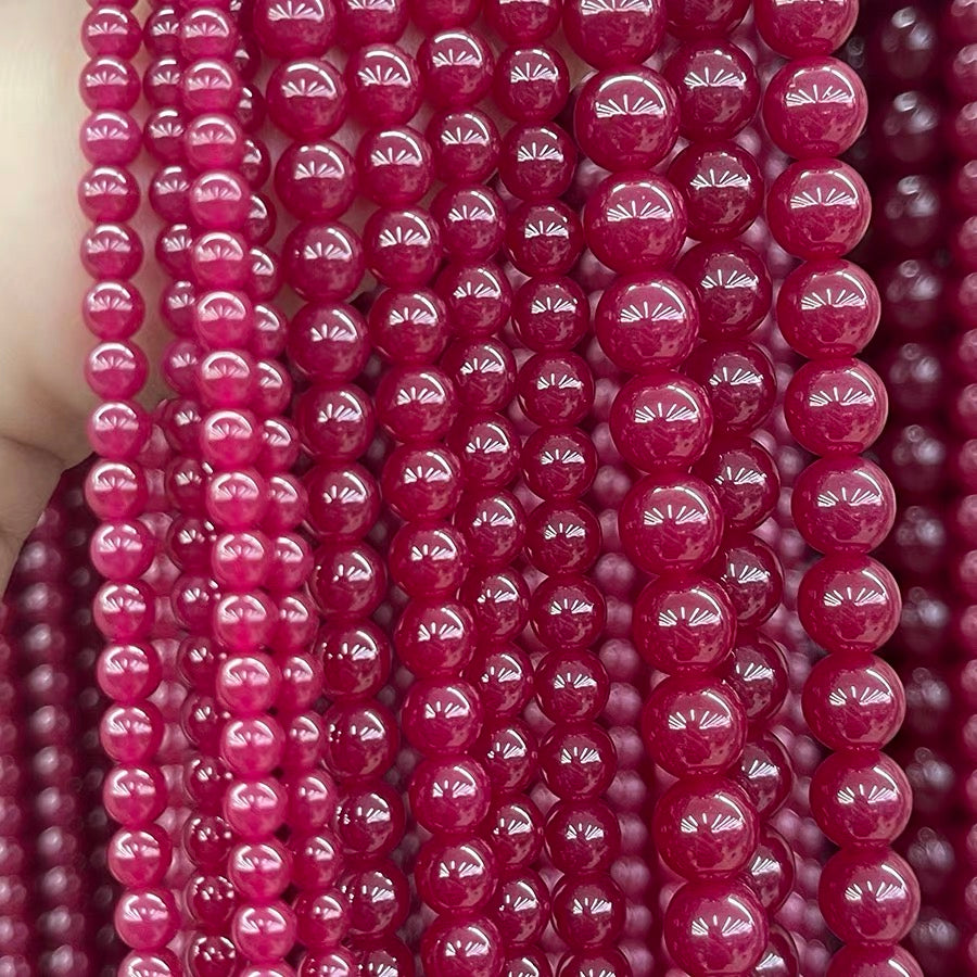 Natural Genuine red corundum smooth round beads
