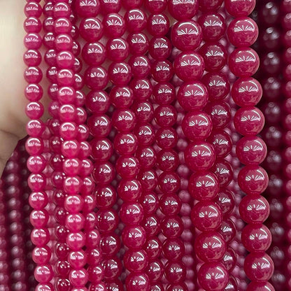 Natural Genuine red corundum smooth round beads