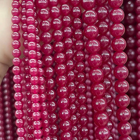 Natural Genuine red corundum smooth round beads