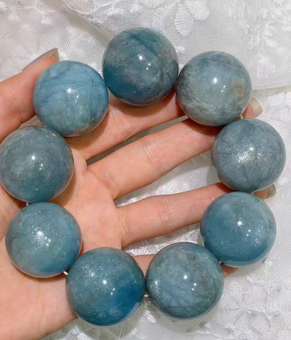 25mm Natural Round Starlight Aquamarine beaded bracelet