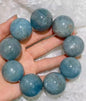 25mm Natural Round Starlight Aquamarine beaded bracelet