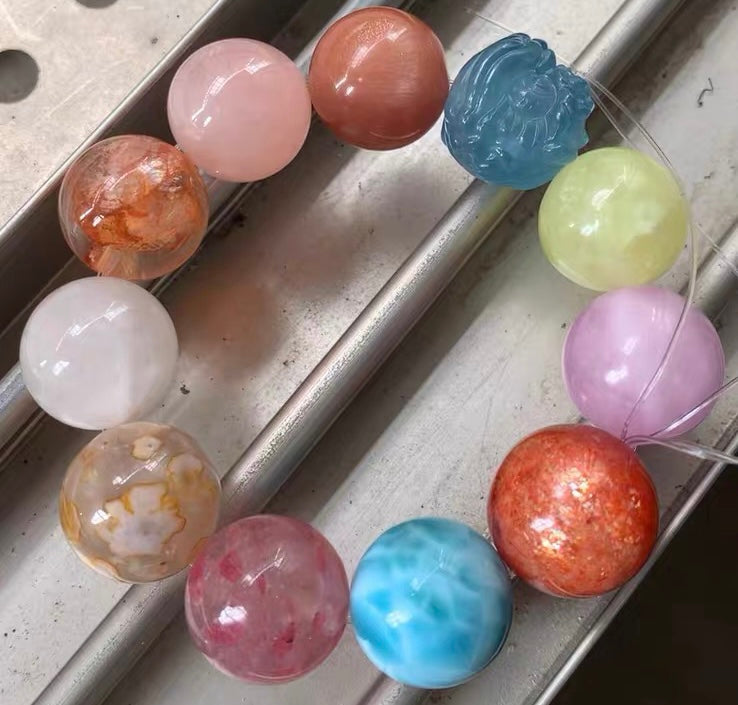 19MM Natural Mixed Gemstone Crystal bracelet