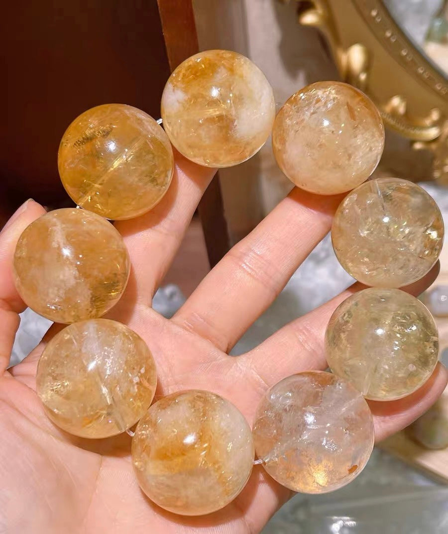 28MM yellow citrine quartz crystal bracelet