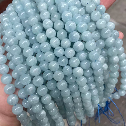 Natural aquamarine blue round loose beads wholesale