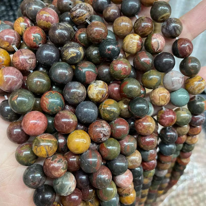 Natural red Picasso Jasper smooth round loose beads，Red Creek Jasper