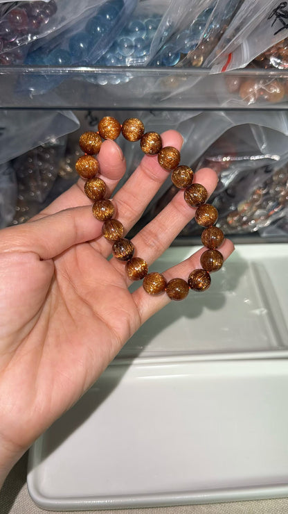 10mm Natural Red copper Rutilated Quartz Crystal beads bracelet