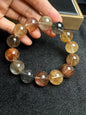 Multicolor Rutilated Quartz Crystal beaded bracelet 16mm