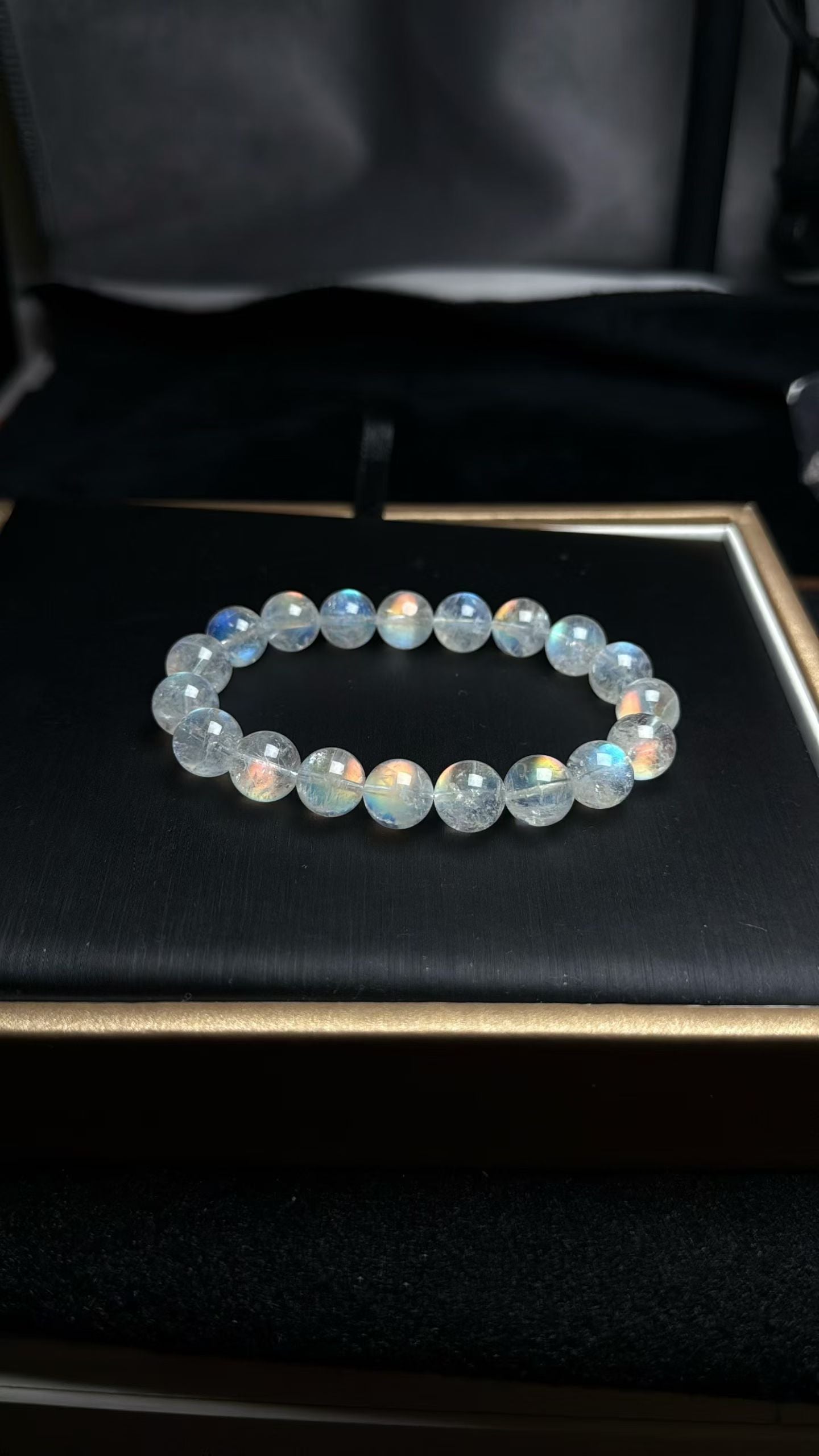 Natural Rainbow Flashlight moonstone beads bracelet 10.8mm
