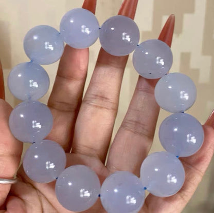 Natural blue chalcedony beads bracelet