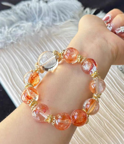 16mm Natural Red Hematoid Lepidocrocite Quartz Crystal beaded bracelet