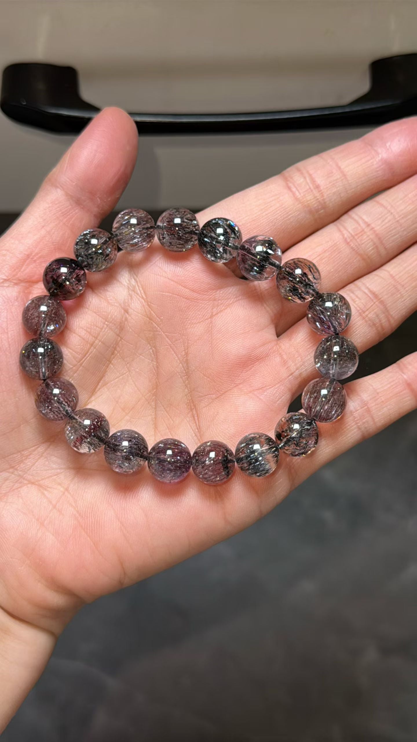 10mm Natural Genuine Black Red Purple super seven Rutilated Quartz Crystal beads bracelet