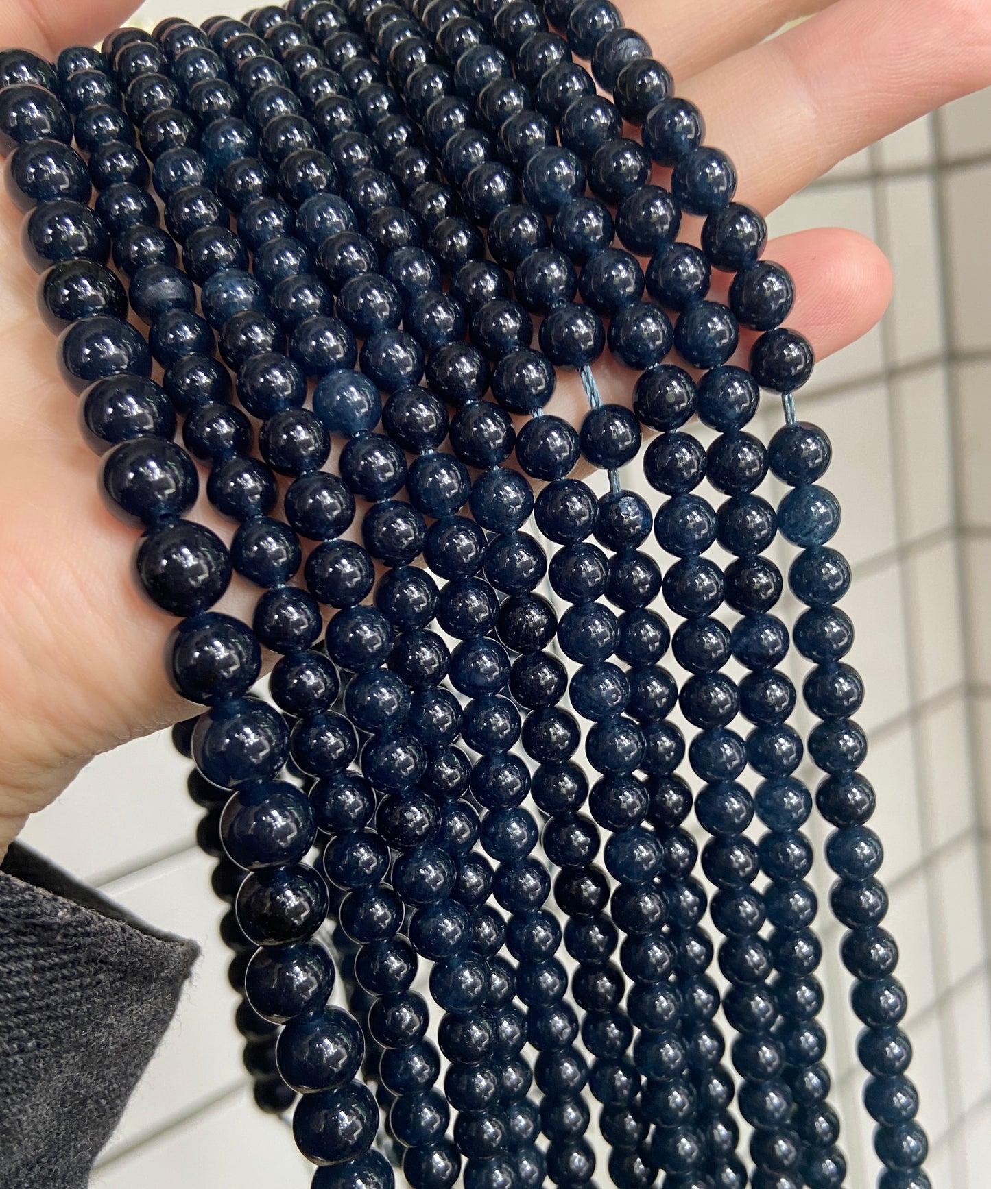 Dark blue chalcedony loose strands beads