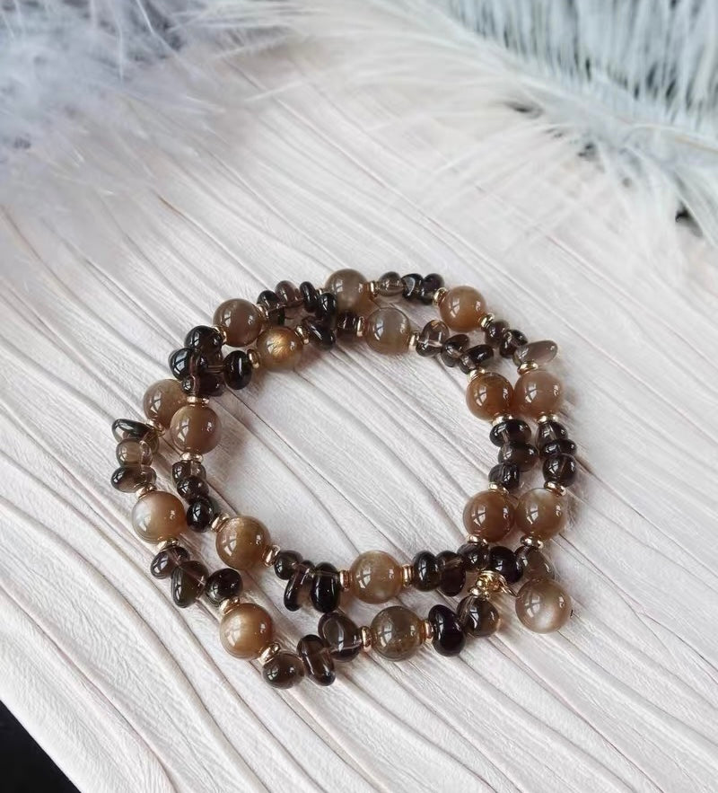 Natural Black Golden sunstone beads bracelet 8mm