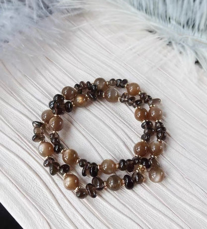 Natural Black Golden sunstone beads bracelet 8mm
