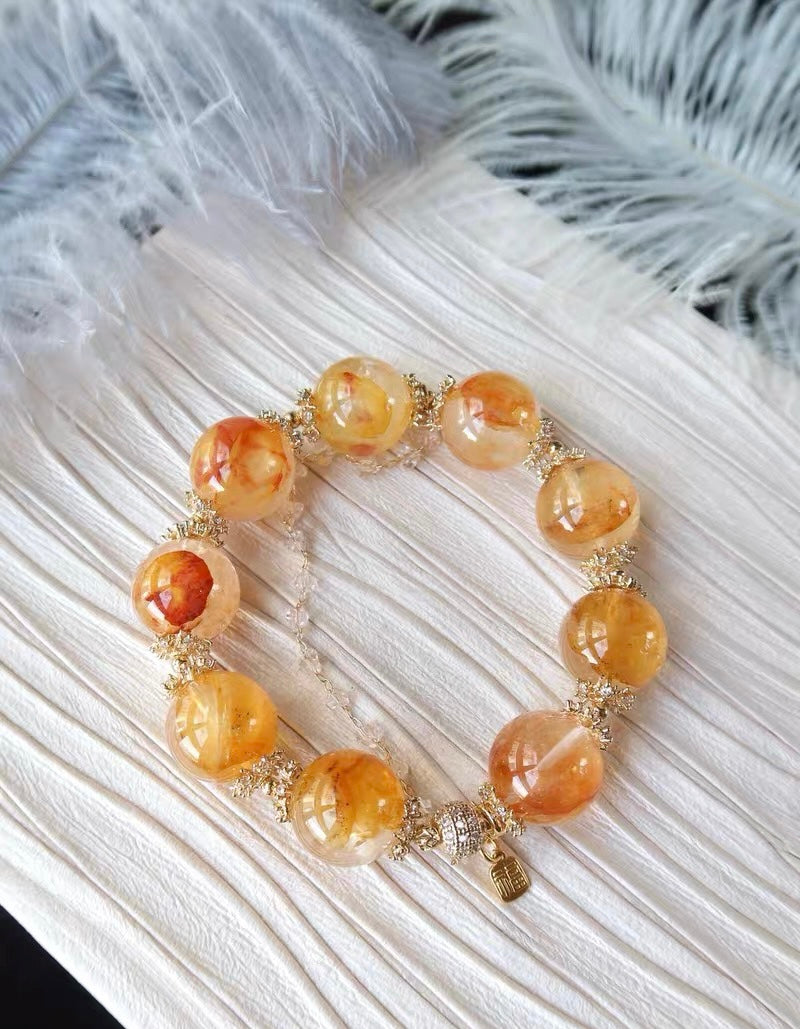 16mm Natural Hematoid Lepidocrocite Quartz Crystal beaded bracelet