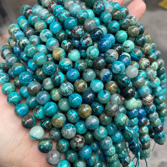 Real Natural Chrysocolla round loose beads