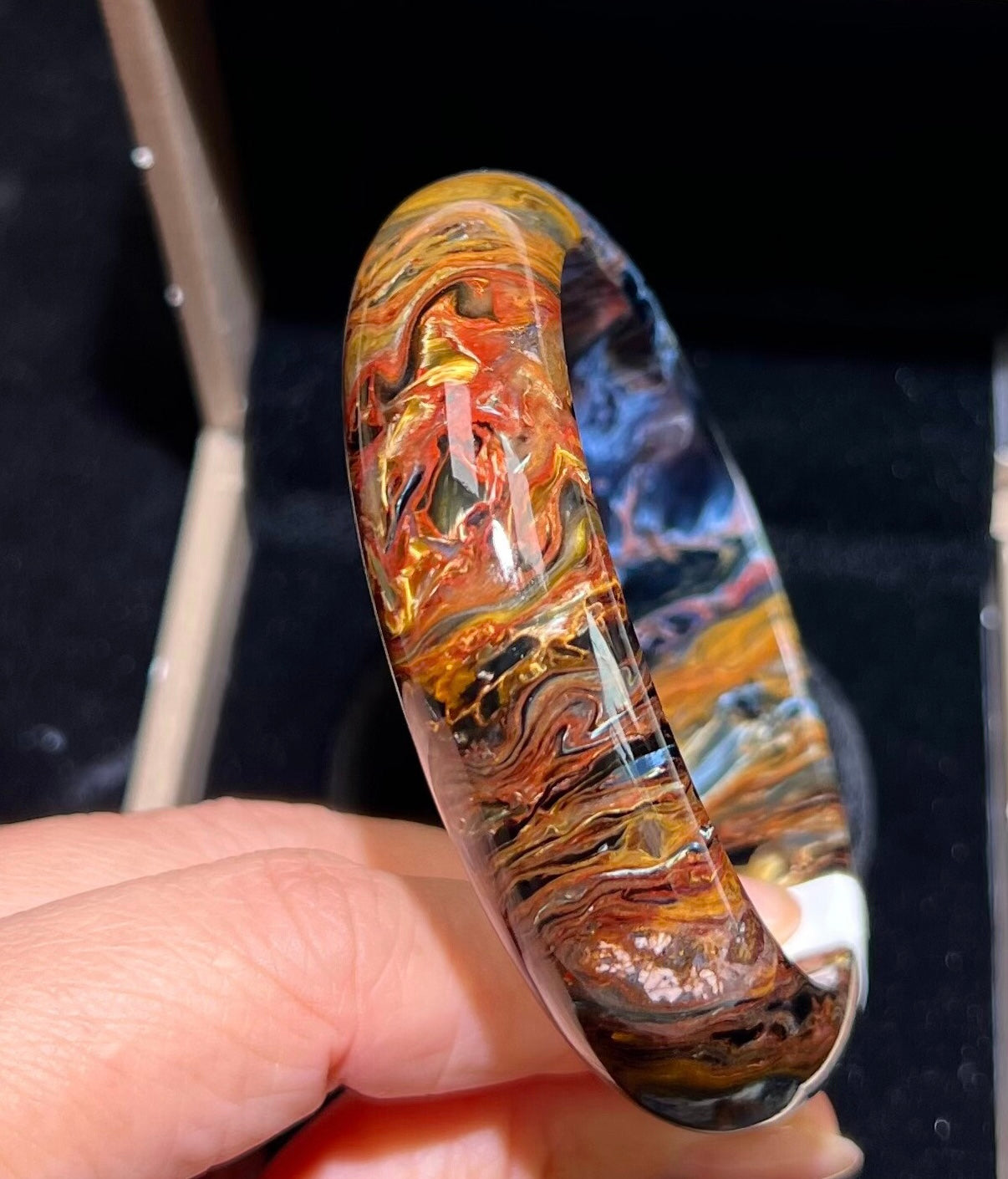 56MM Natural blue pietersite bangle,healing stone