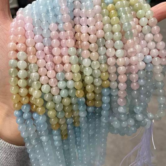 Natural Rainbow morganite loose round beads