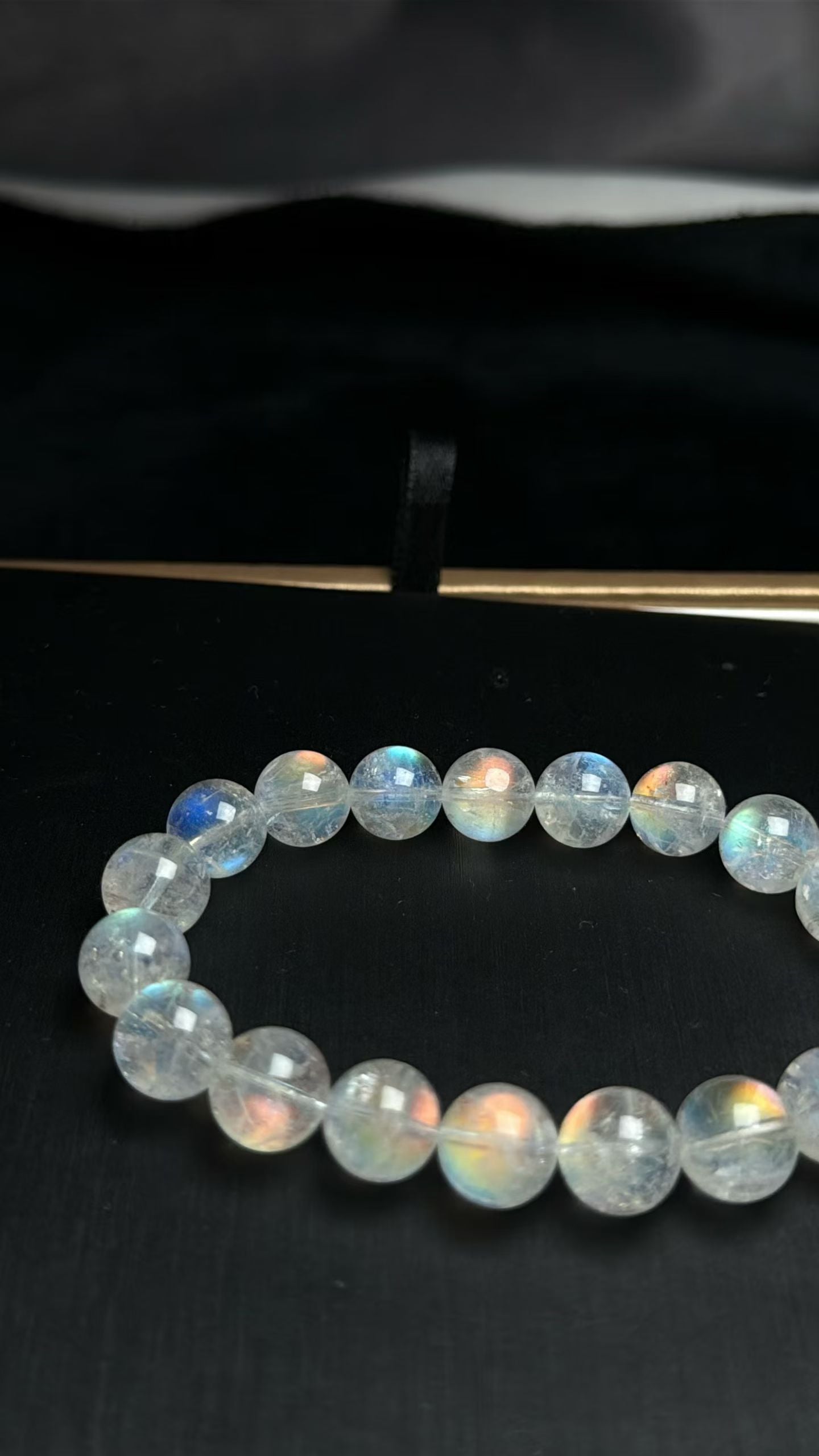 Natural Rainbow Flashlight moonstone beads bracelet 10.8mm