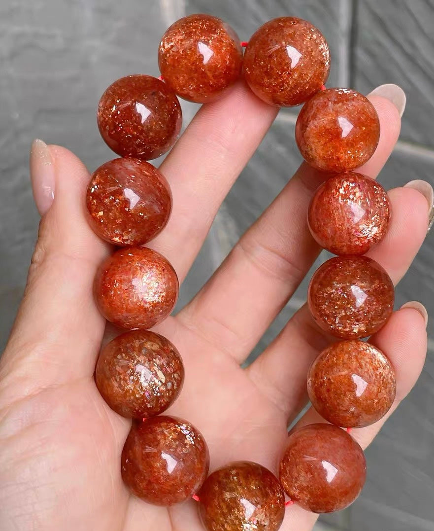 17mm Natural Golden Sunstone beaded bracelet