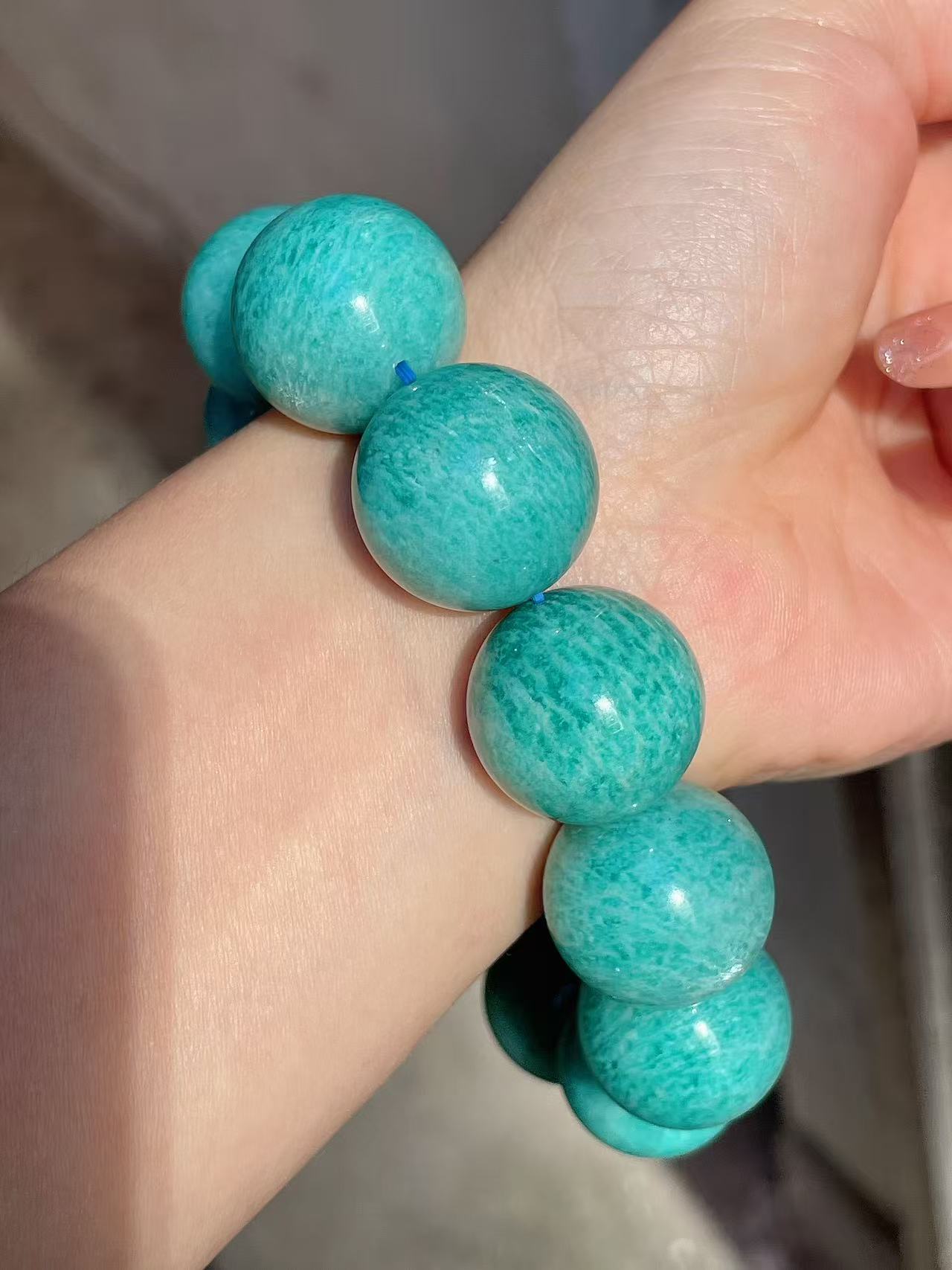 20mm Natural Amazonite round beaded bracelet