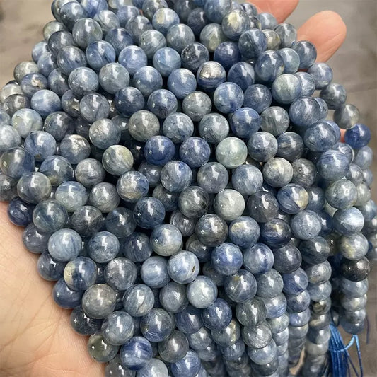 Natural blue Kyanite smooth round loose beads wholesale