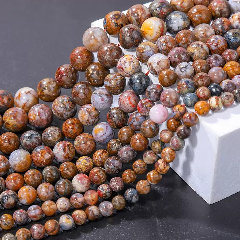 Natural Genuine brown pietersite smooth round loose beads