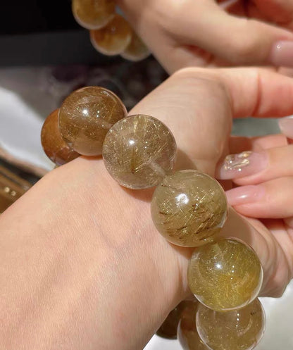 Natural Rutile Quartz Crystal beads bracelet 20mm