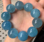 20mm Natural Round Aquamarine beaded bracelet