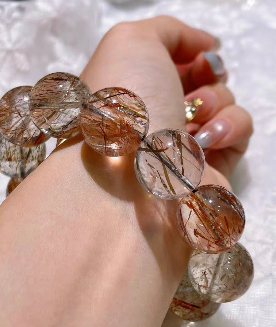 Black Golden Super Seven Rutilated Quartz beaded