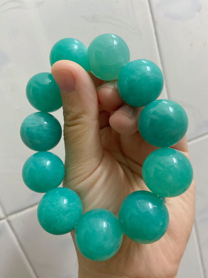 Natural blue Amazonite beads bracelet 20mm