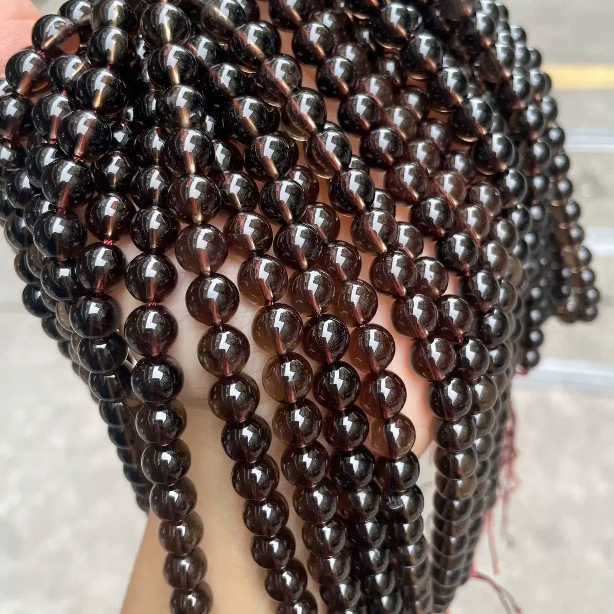 Natural Smoky Quartz Crystal smooth round loose beads