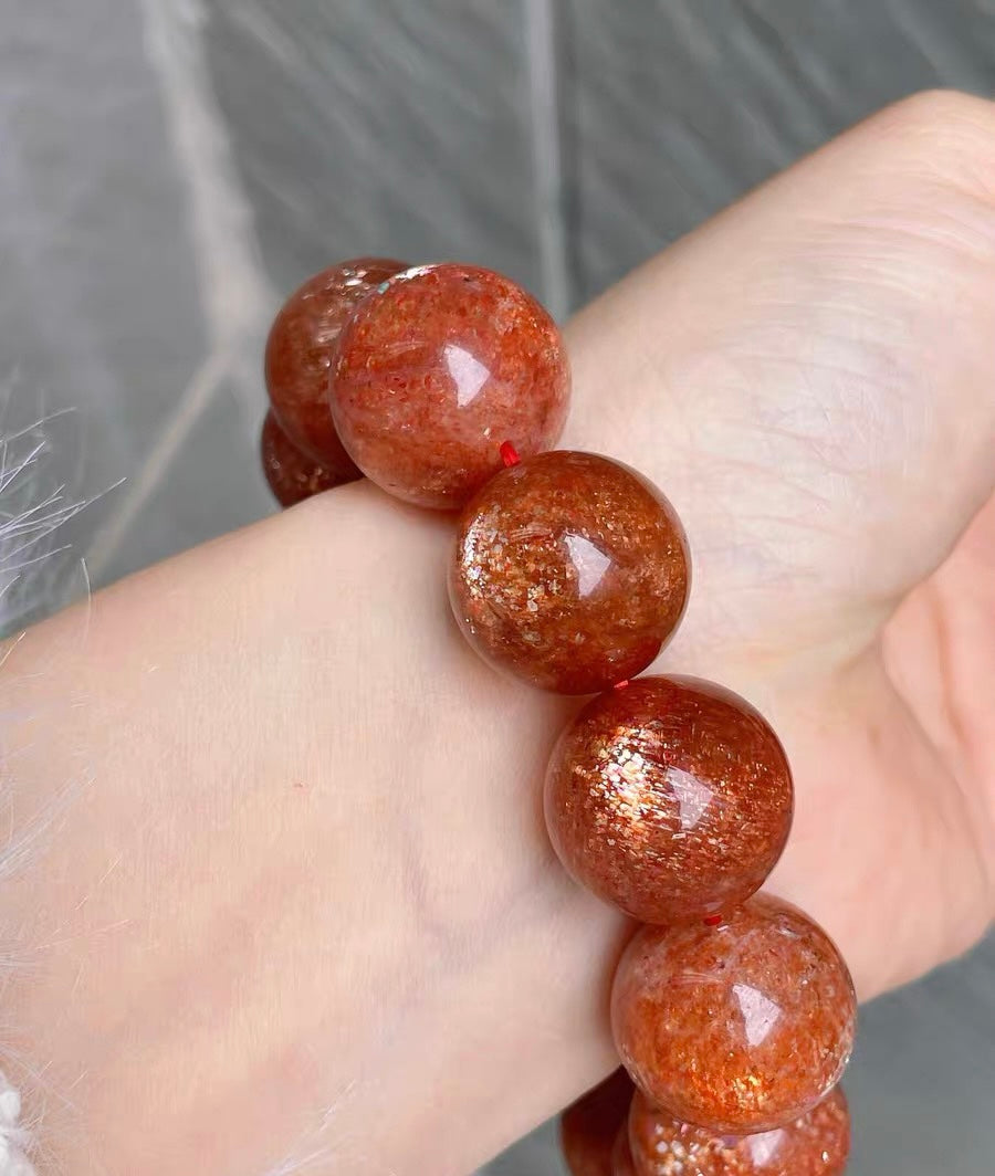 17mm Natural Golden Sunstone beaded bracelet
