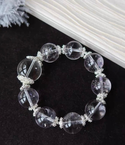 17mm Bolivia Amethyst Quartz Crystal And Rock Quartz bracelet