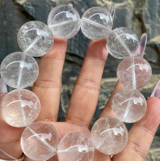 White Asai Rock quartz Crystal Beaded bracelet