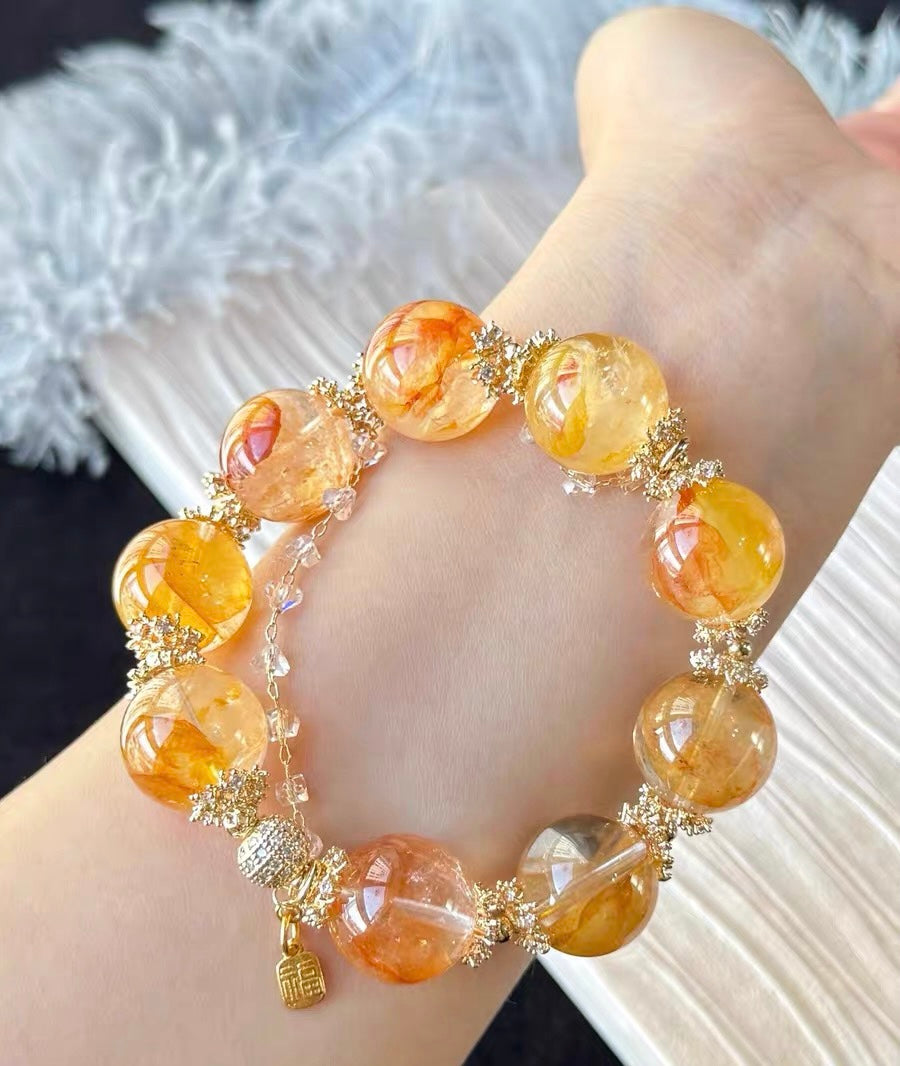 16mm Natural Hematoid Lepidocrocite Quartz Crystal beaded bracelet