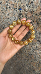 14MM Natural Golden Titanium Crystal Rutilated Quartz beaded bracelet